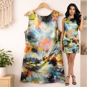 TED BAKER Abstract Print Cherche Shift sleeveless midi Dress Size 3 LARGE